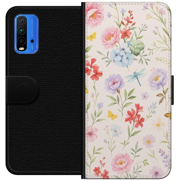 Xiaomi Redmi Note 9 4G Tegnebogsetui Blomster
