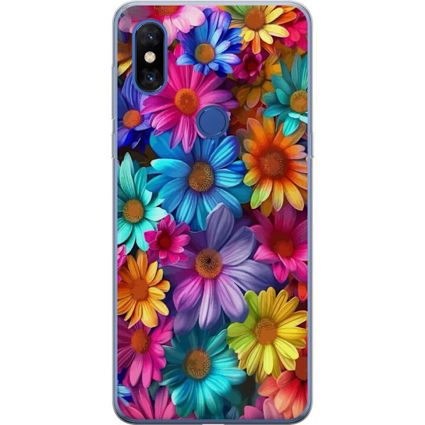 Xiaomi Mi Mix 3 Genomskinligt Skal Gerbera Blommor Färgglad Dekor Blommotiv Populärt Heminredning Färg Rik Väggkonst Design
