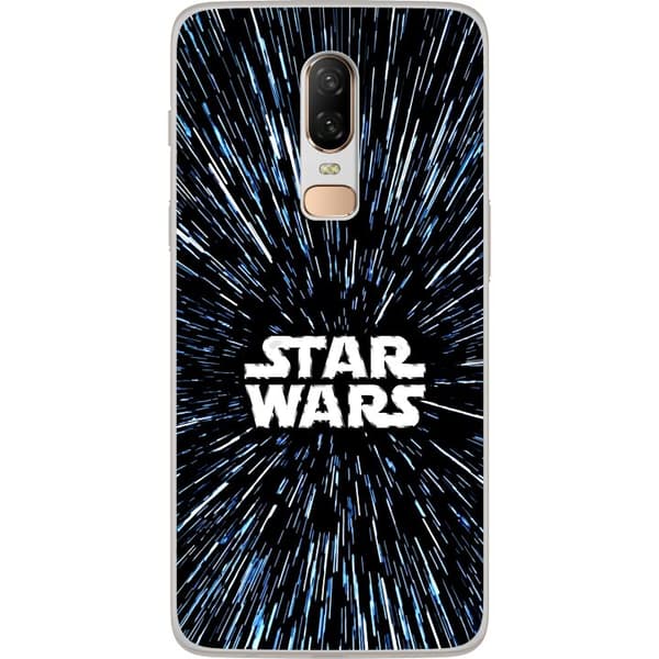 Kompatibel Mobilcover til OnePlus 6 Star Wars-logo med hyperspace-stjerner i ikonisk sci-fi-design sort