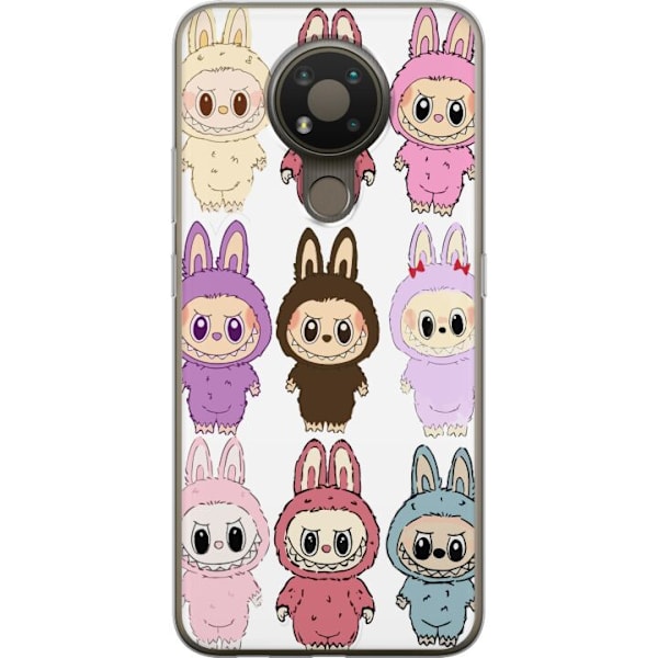 Nokia 3.4 Genomskinligt Skal Labubu Pink Monster – Popkonst med Kawaii-touch