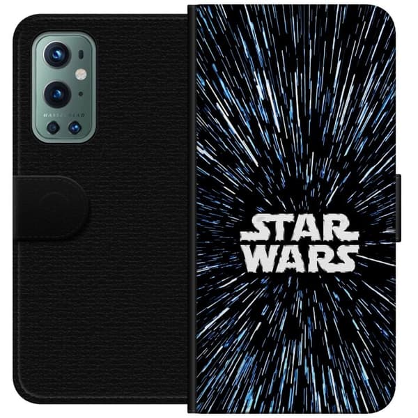 Kompatibel Tegnebogsetui til OnePlus 9 Pro Star Wars-logo med hyperspace-stjerner i ikonisk sci-fi-design sort