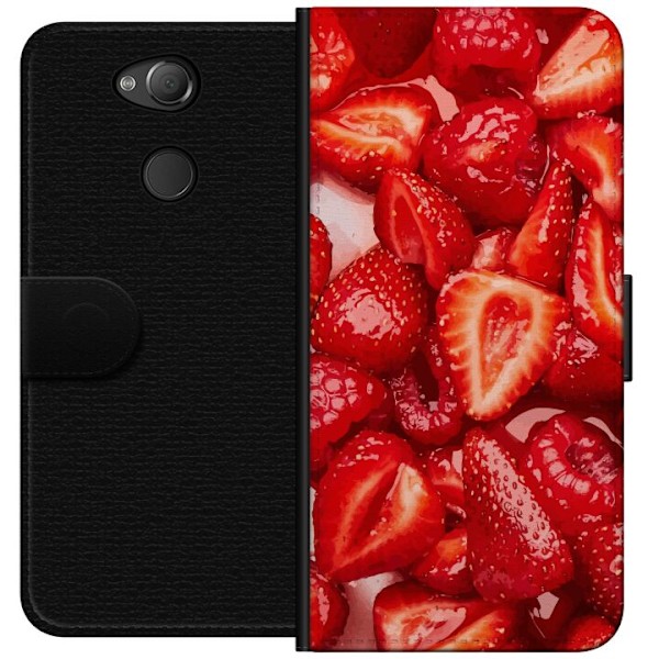 Sony Xperia XA2 Plånboksfodral Jordgubbsmönster – sött motiv med sommarkänsla