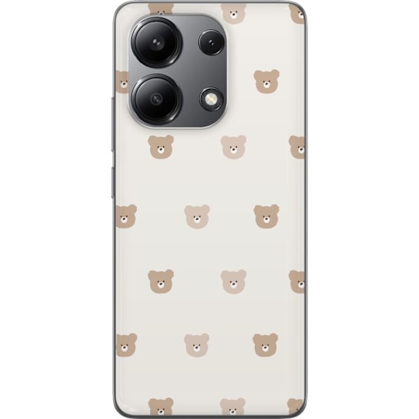 Xiaomi Redmi Note 13 4G Genomskinligt Skal Teddy Background – gulliga nallar mot mjuk bakgrund