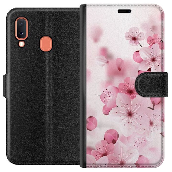 Samsung Galaxy A20e Tegnebogsetui Kirsebærblomst