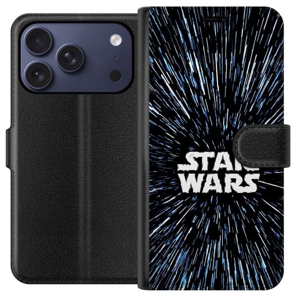 Kompatibel Tegnebogsetui til Apple iPhone 17 Pro Star Wars-logo med hyperspace-stjerner i ikonisk sci-fi-design sort