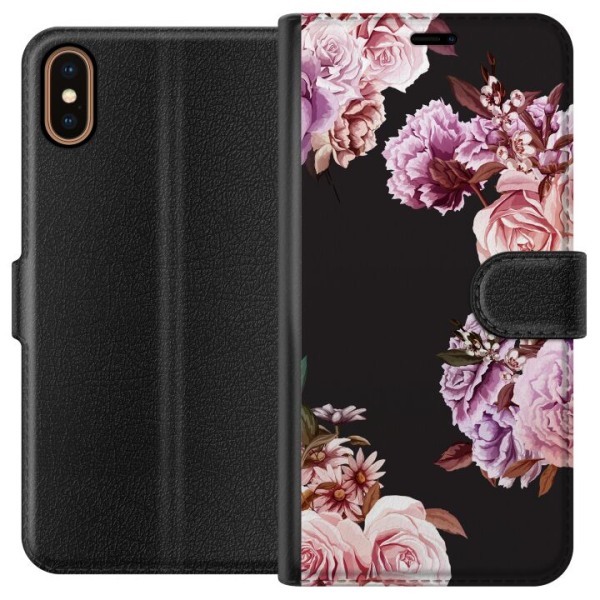 Apple iPhone X Tegnebogsetui Blomster