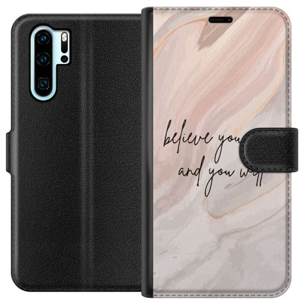 Kompatibelt Lommeboketui til Huawei P30 Pro Tekst