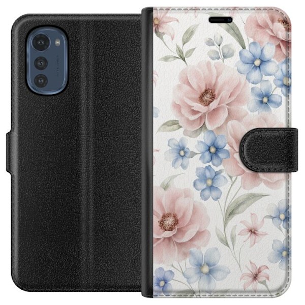 Motorola Moto E32s Tegnebogsetui Romantiske blomster