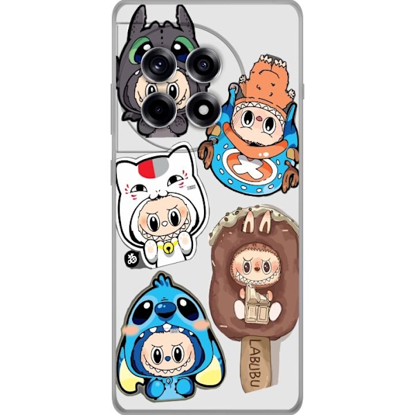 OnePlus 12R Läpinäkyvä kuori Labubu hahmokokoelma - Pop Mart Labubu The Monsters väriluulisessa muotoilussa