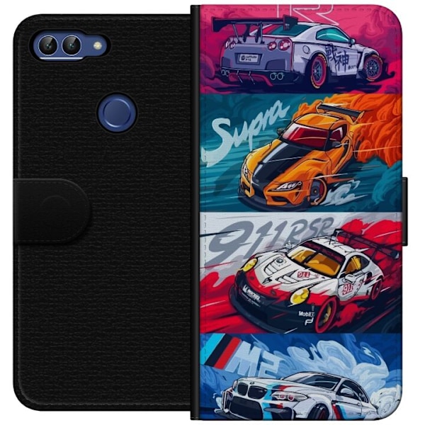 Huawei P smart Lompakkokotelo Nopeat Autot - Piirretty Kuvio Toiminnalla