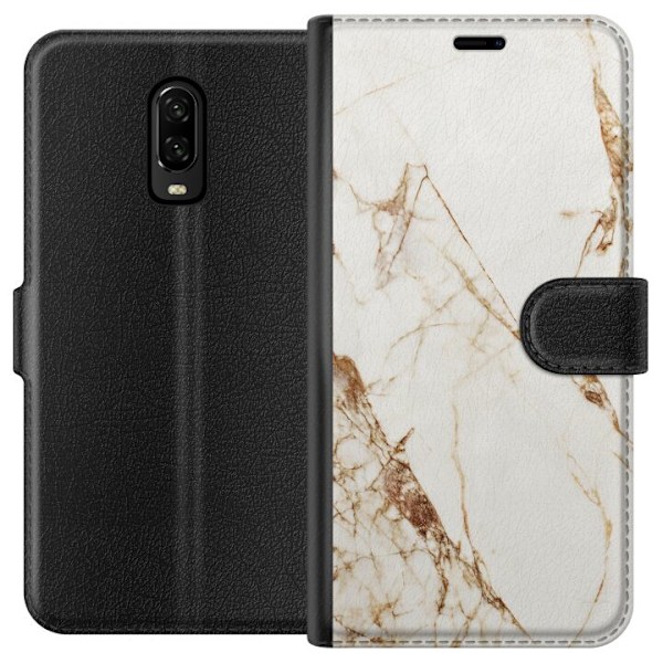 OnePlus 6T Plånboksfodral Vit marmor