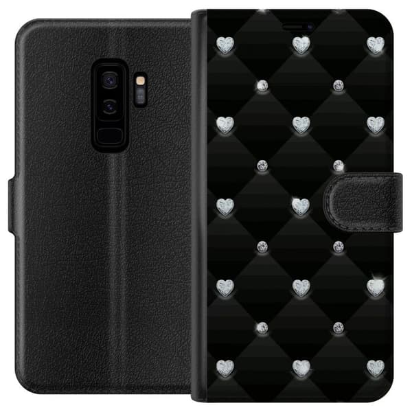 Kompatibel Tegnebogsetui til Samsung Galaxy S9+ Bling Hjerte