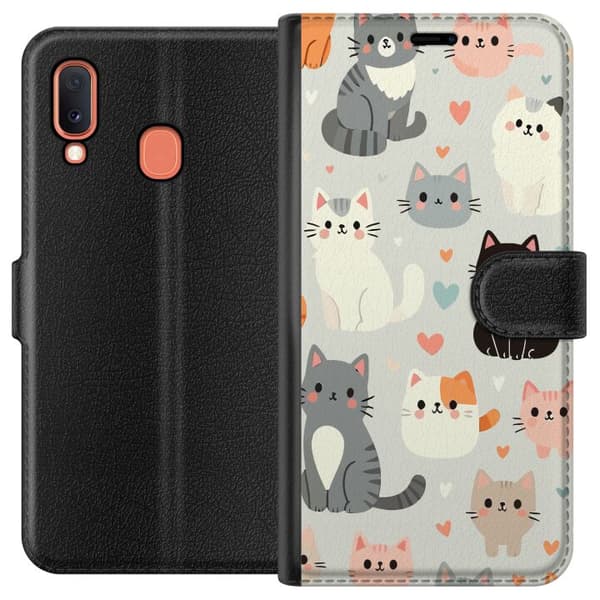 Kompatibelt Lommeboketui til Samsung Galaxy A20e Katter
