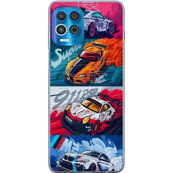Motorola Edge S Läpinäkyvä kuori Nopeat Autot - Piirretty K