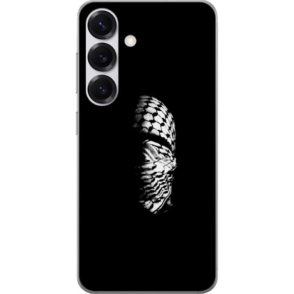 Samsung Galaxy S25 Gennemsigtig cover Keffiyeh-mønster - klassisk sort-hvid palæstinensisk tørklæde med kulturel betydning