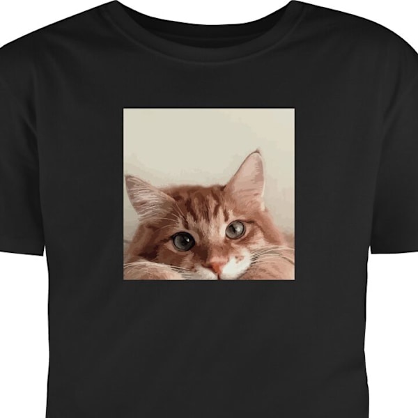 T-shirt för Vuxen | Klassisk Vuxen-T-shirt Katt svart XL