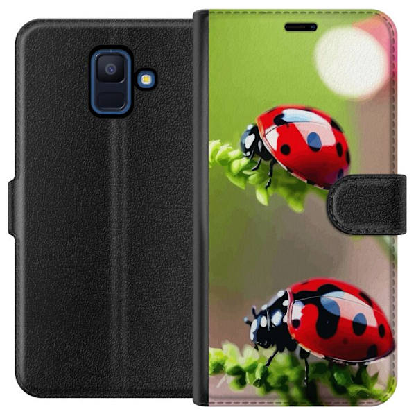 Samsung Galaxy A6 (2018) Lompakkokotelo Leppäkerttu Hyönteinen Onni Symboli Luontoaihe Suosittu Graafinen Motiivi Koristelu Kesäkiertue