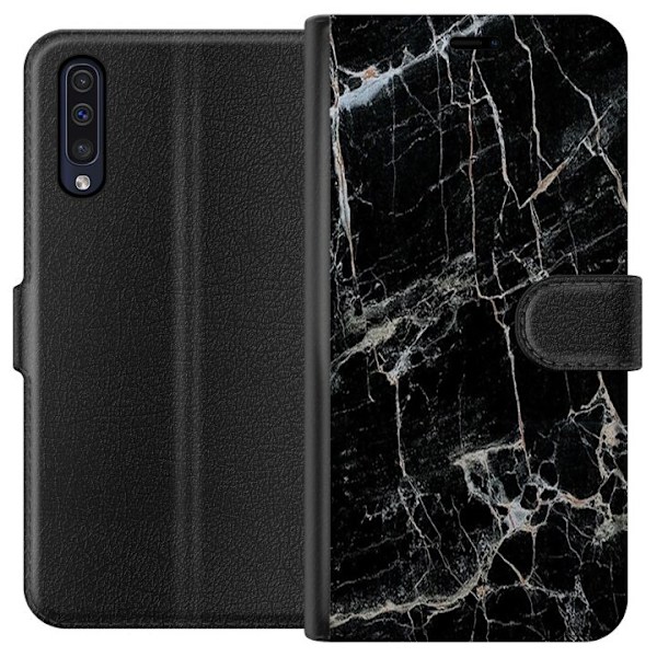 Samsung Galaxy A50 Tegnebogsetui Sort marmor