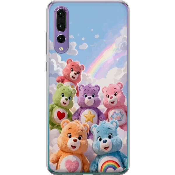 Kompatibelt Mobilskal till Huawei P20 Pro Färgglada nallar under regnbåge blå
