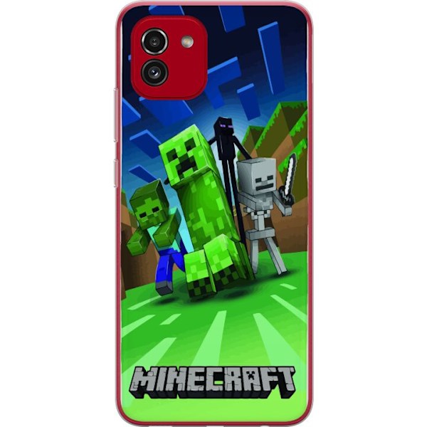 Samsung Galaxy A03 Gennemsigtig cover Minecraft Creeper mobilskal i klassisk grön pixelstil