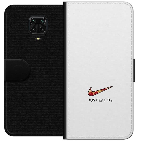 Kompatibelt Plånboksfodral till Xiaomi Redmi Note 9S Pizza med Just Eat It vit