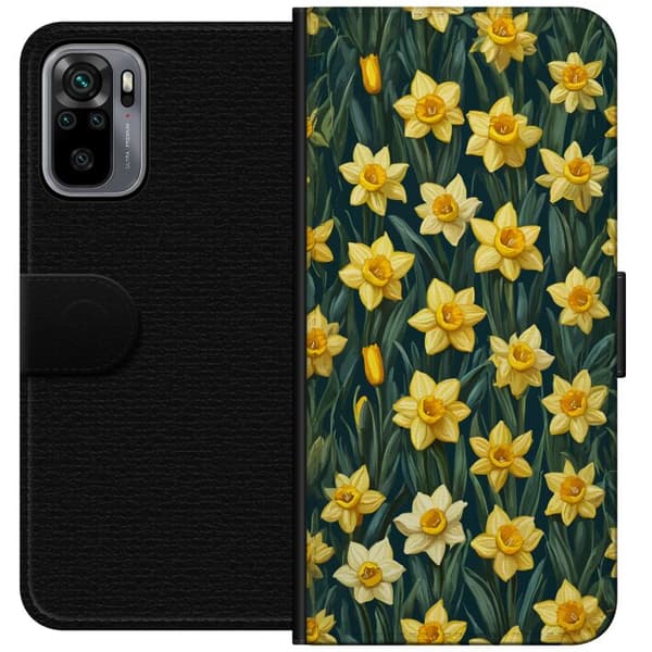 Kompatibelt Lommeboketui til Xiaomi Redmi Note 10S Gula påskliljor gul