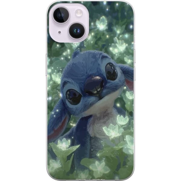 Kompatibelt Mobildeksel til Apple iPhone 14 Stitch med blomst kawaii Disney-alien blå