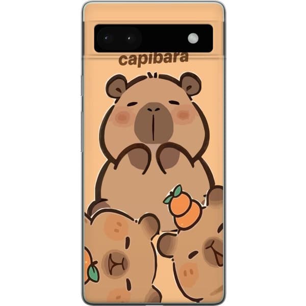 Kompatibelt Mobildeksel til Google Pixel 6a Capybara kawaii figur søt trendy samler