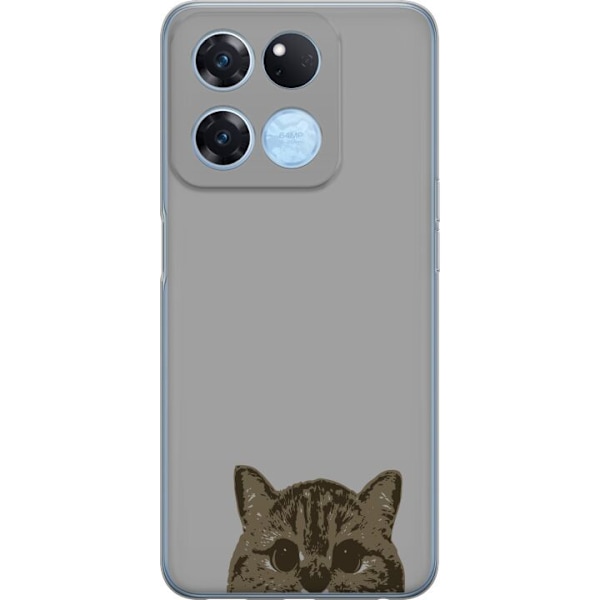 OnePlus Ace Racing Genomskinligt Skal Grå Kattblick – stilren kattdesign med grå bakgrund