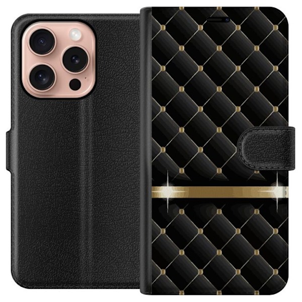 Kompatibel Tegnebogsetui til Apple iPhone 16 Pro Luksus Sort