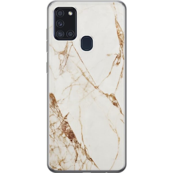 Samsung Galaxy A21s Läpinäkyvä kuori Valkoinen marmori