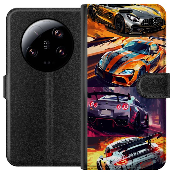 Xiaomi 13 Ultra Tegnebogsetui Rallyfeber - fartfyldt motiv med rallybiler