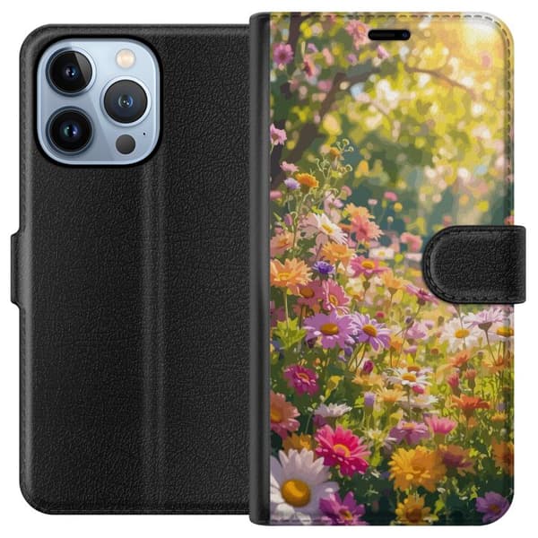 Kompatibel Tegnebogsetui til Apple iPhone 13 Pro Blomstermønster