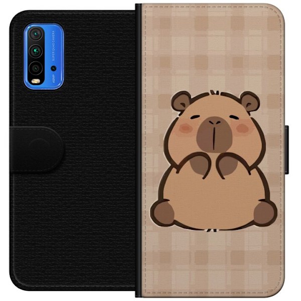 Xiaomi Redmi Note 9 4G Lompakkokotelo Mobilskal kawaii capybara flera figurer japansk stil