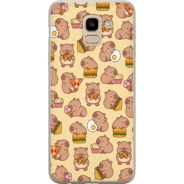 Samsung Galaxy J6 Genomskinligt Skal Kawaii capybara mobilskal med flera söta figurer