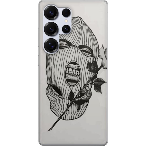 Samsung Galaxy S25 Ultra Genomskinligt Skal Ski Mask Ros Streetwear Design Grafiskt Motiv Spänning Urban Stil Street Art Maskerad Symbol