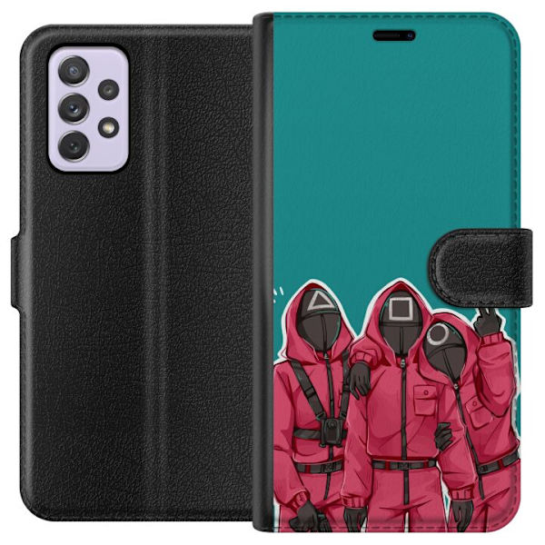 Samsung Galaxy A52s 5G Plånboksfodral Squid Game Karaktärer Grafisk Design Seriefigurer Populär TV Motiv Asiatisk Stil Spännande Trend