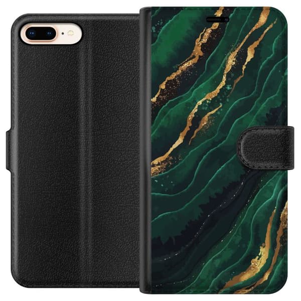 Yhteensopiva Lompakkokotelo Apple iPhone 8 Plus Marmori Kulta Vihreä