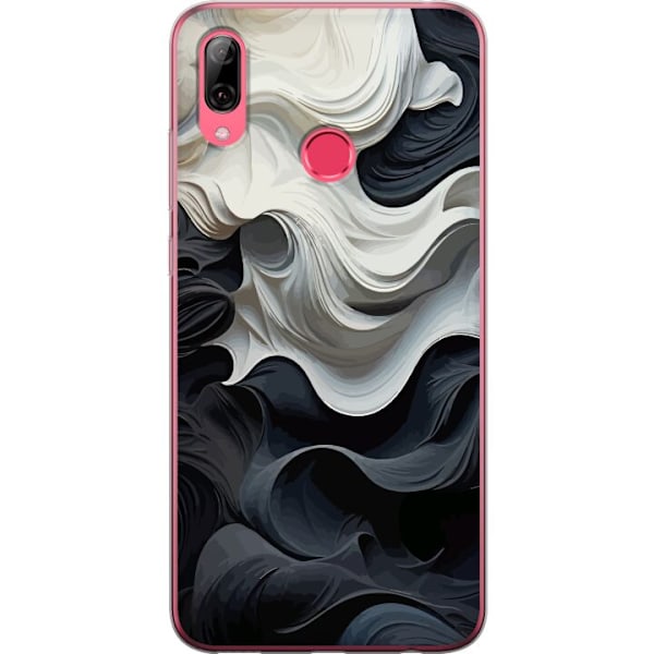 Huawei Y7 (2019) Gennemsigtig cover Silke Sort/Hvid