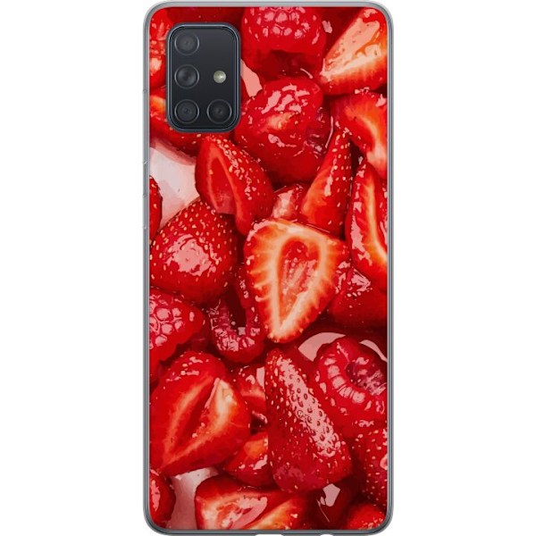 Samsung Galaxy A71 Läpinäkyvä kuori Mansikkakuviointi - mak