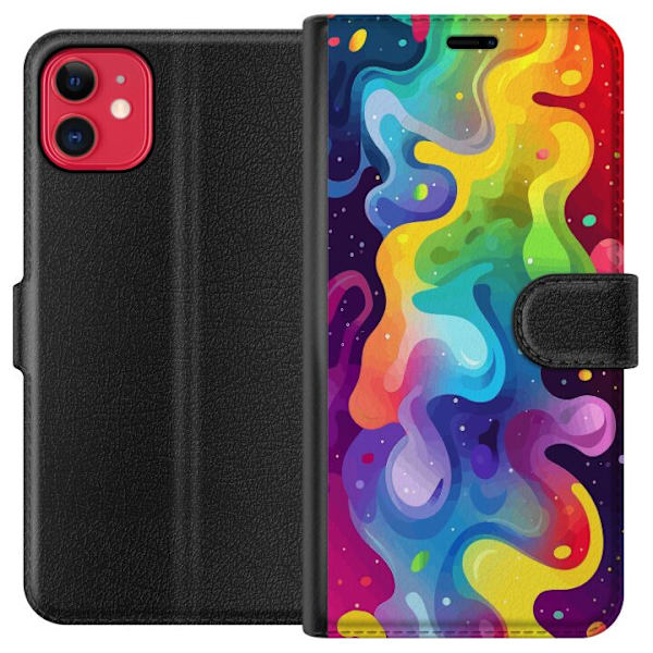 Apple iPhone 11 Plånboksfodral Color Splash Abstrakt Konst Design Färgstarkt Mönster Modern Populär Väggkonst Grafiskt Trend