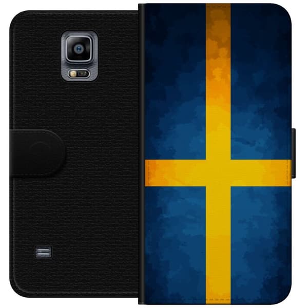 Kompatibelt Lommeboketui til Samsung Galaxy Note 4 Svenska flaggan blå