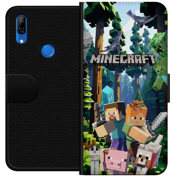 Huawei P Smart Z Lompakkokotelo Minecraft-matkapuhelinkotelo metsällä ja pikselityylisillä hahmoilla