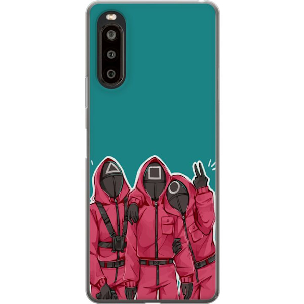 Sony Xperia 10 II Gennemsigtig cover Squid Game Karakterer Grafisk Design Seriefigurer Populær TV Motiv Asiatisk Stil Spændende Trend