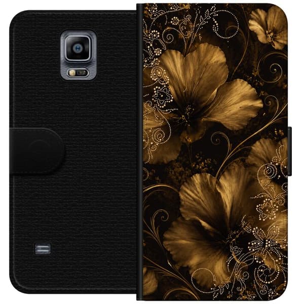 Kompatibelt Lommeboketui til Samsung Galaxy Note 4 Gullfargede blomster gull