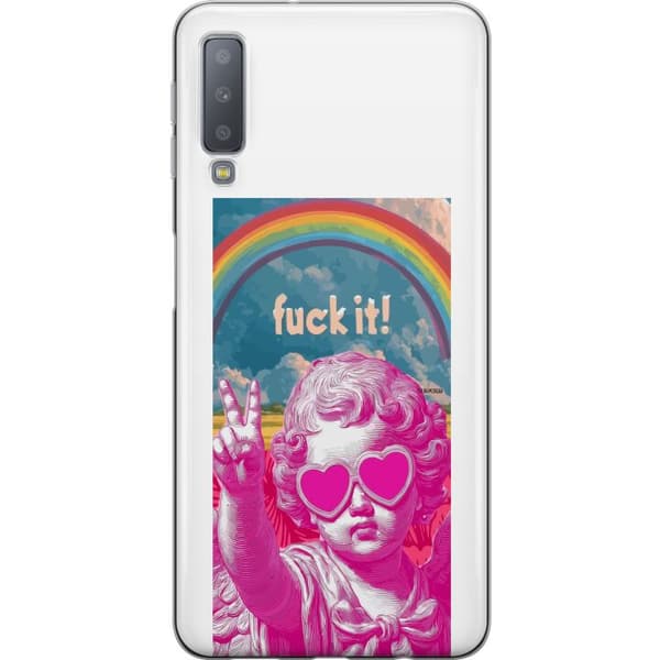 Kompatibelt Mobildeksel til Samsung Galaxy A7 (2018) Rosa staty med hjärtglasögon rosa