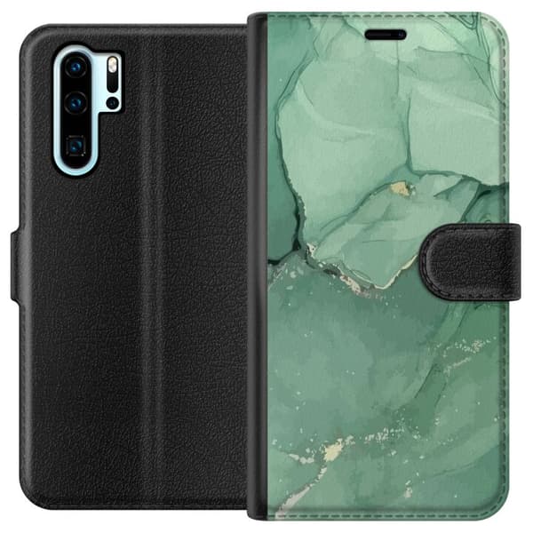 Kompatibel Tegnebogsetui til Huawei P30 Pro Grøn Marmor