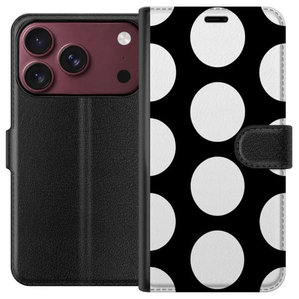 Kompatibel Tegnebogsetui til Apple iPhone 18 Pro Max Mono-prikker sort
