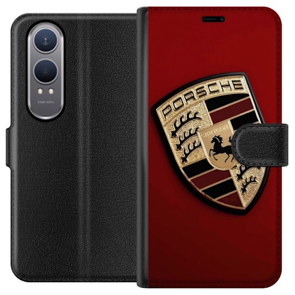 OnePlus Nord CE4 Lite Plånboksfodral Mobilskal med stilren Porce logotyp i svartvitt