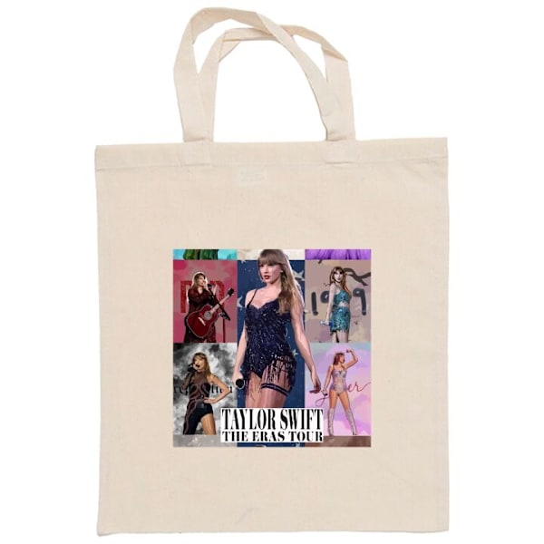 Mulepose | Holdbar Indkøbstaske i Stof Taylor Swift Eras Beige one size